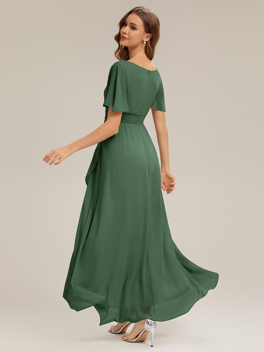 Color=Eucalyptus | One Stop Shop Short Sleeve Ruffle Round Neck High-Low Asymmetrical Bridesmaid Dresses-Eucalyptus 72