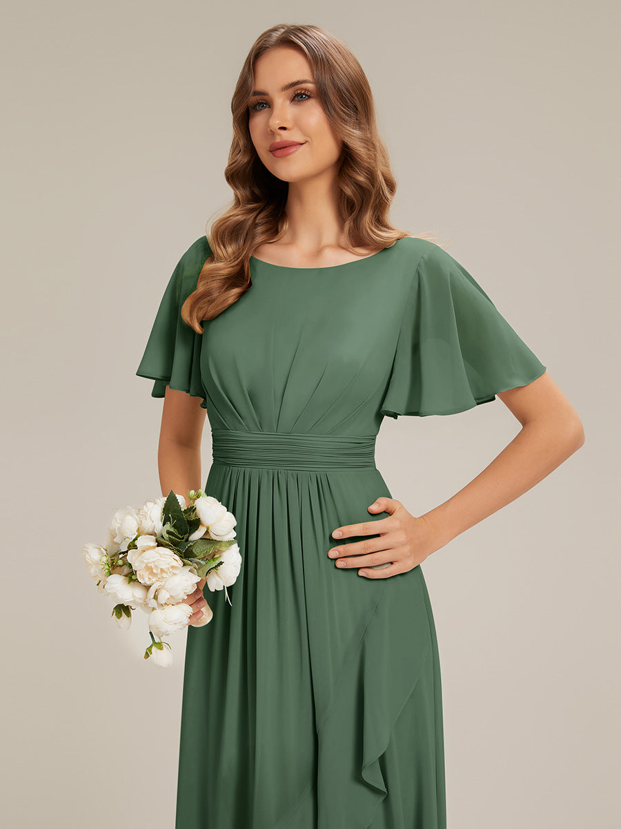 Color=Eucalyptus | One Stop Shop Short Sleeve Ruffle Round Neck High-Low Asymmetrical Bridesmaid Dresses-Eucalyptus 73