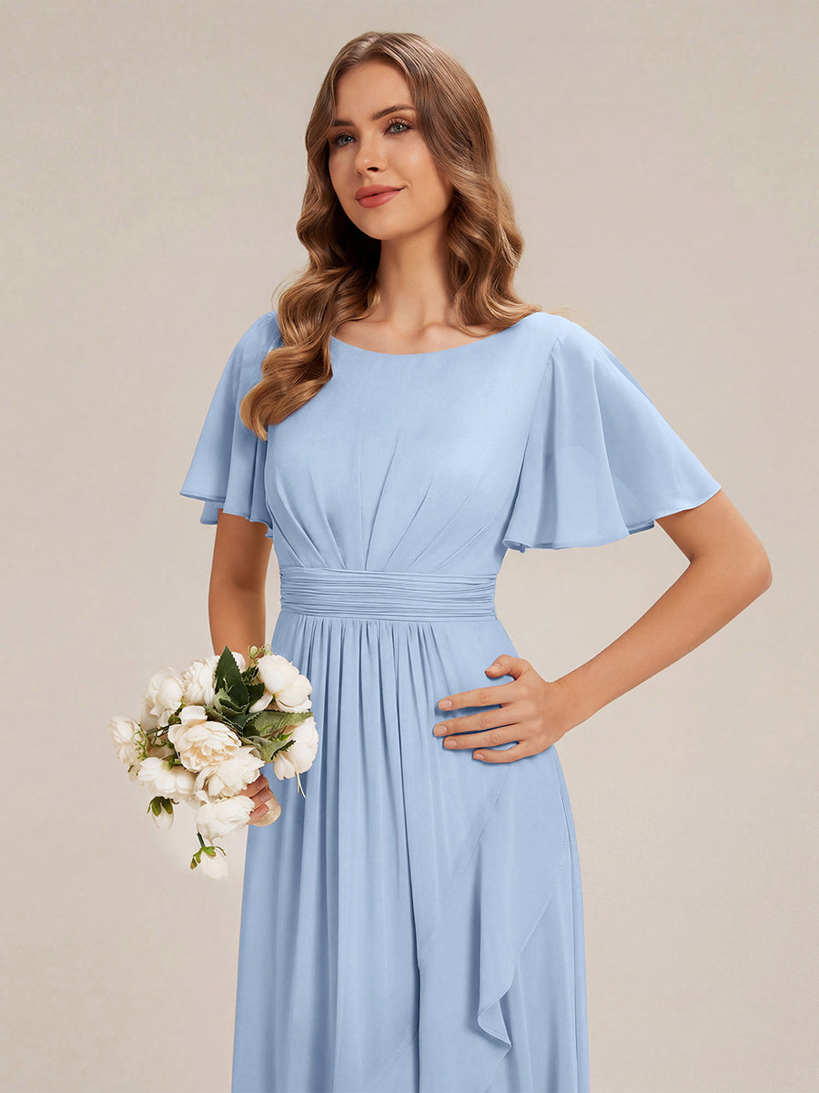 Color=Ice Blue | One Stop Shop Short Sleeve Ruffle Round Neck High-Low Asymmetrical Bridesmaid Dresses-Ice Blue 83