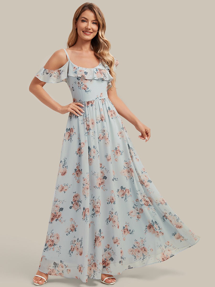 Color=Amber Bloom Amber Bloom | Volume Discounts Short Sleeve Ruffle Asymmetrical A-Line Floor Length Bridesmaid Dresses-Amber Bloom Amber Bloom 1
