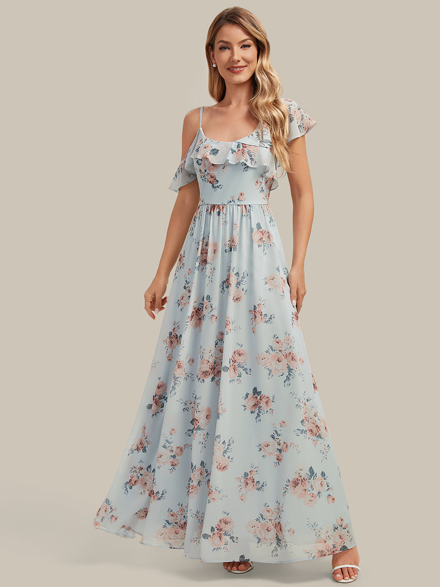 Color=Amber Bloom Amber Bloom | Volume Discounts Short Sleeve Ruffle Asymmetrical A-Line Floor Length Bridesmaid Dresses-Amber Bloom Amber Bloom 4