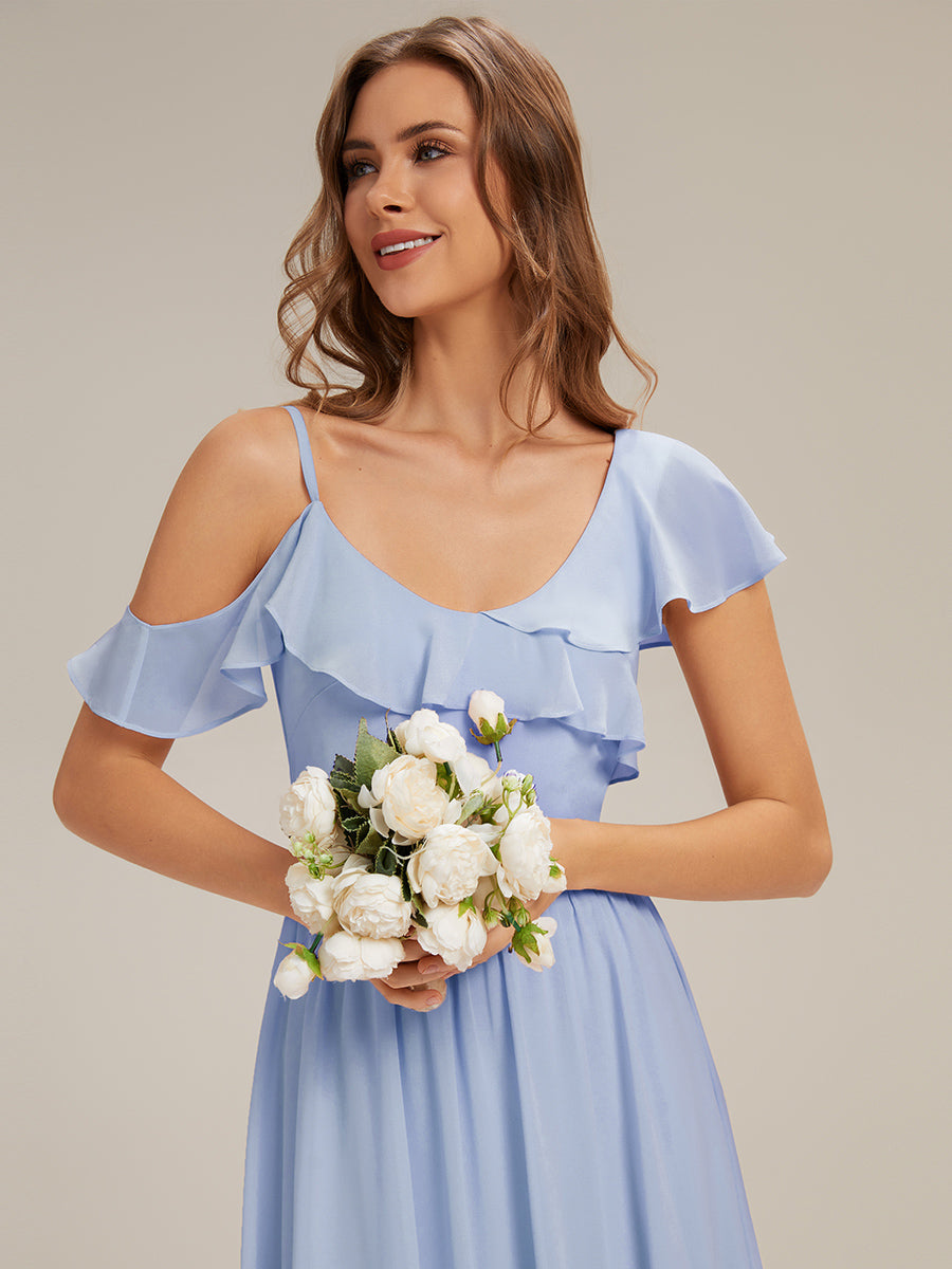 Color=Ice Blue | Volume Discounts Short Sleeve Ruffle Asymmetrical A-Line Floor Length Bridesmaid Dresses-Ice Blue 3
