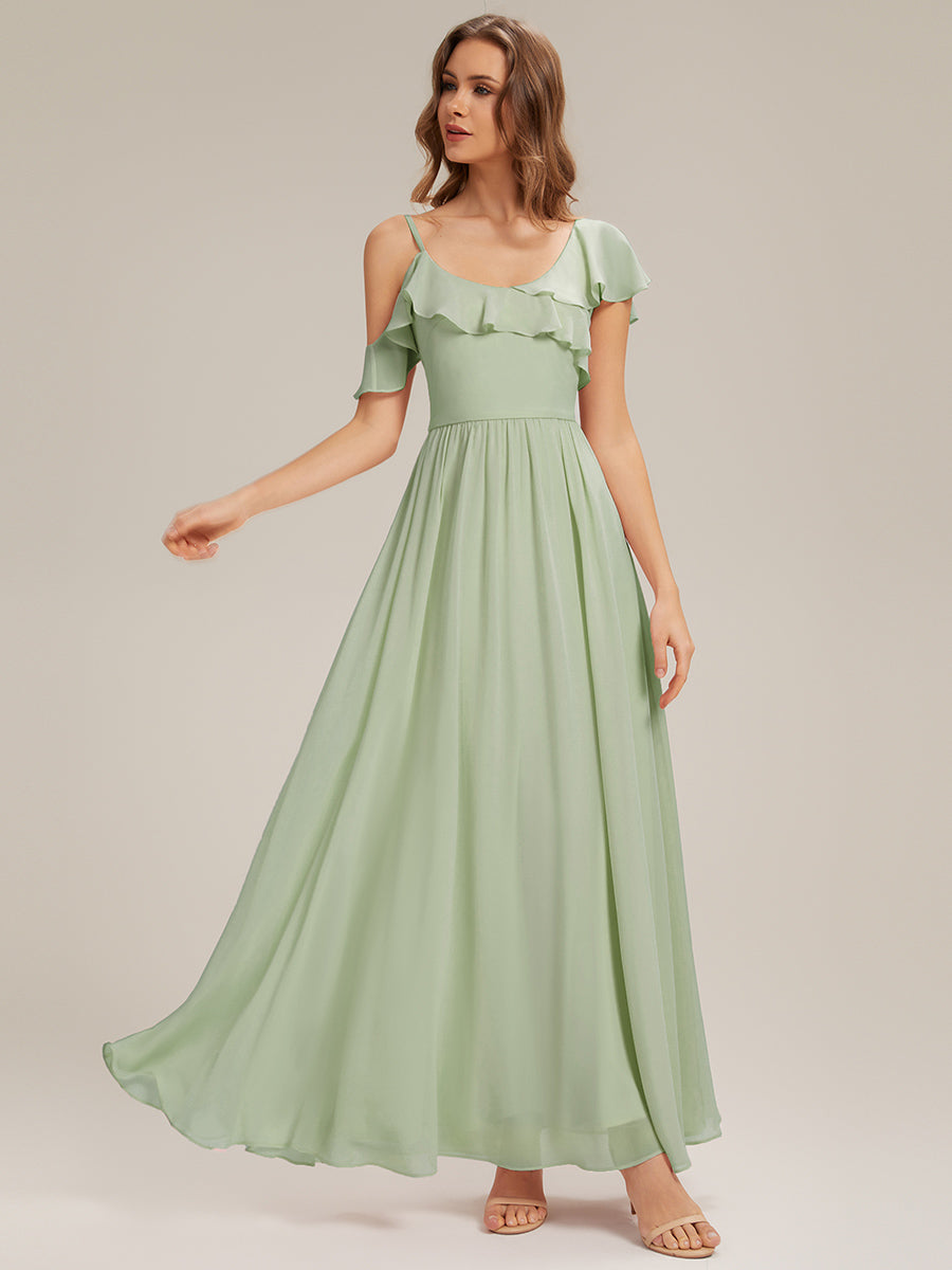 Color=Mint Green | Volume Discounts Short Sleeve Ruffle Asymmetrical A-Line Floor Length Bridesmaid Dresses-Mint Green 6