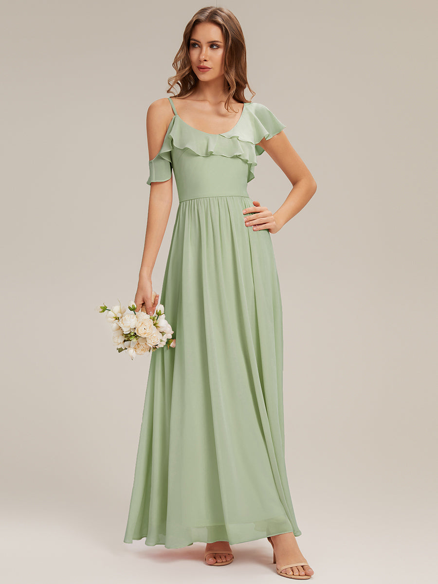 Color=Mint Green | Volume Discounts Short Sleeve Ruffle Asymmetrical A-Line Floor Length Bridesmaid Dresses-Mint Green 10