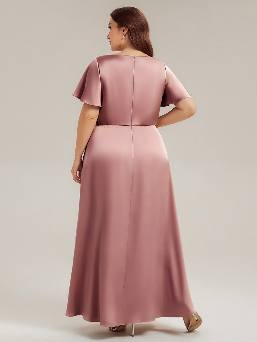Color=Purple Orchid | Factory Design Short Sleeve Ruffle V-Neck A-Line Maxi Dress with Back Zipper Bridesmaid Dresses-Purple Orchid 7