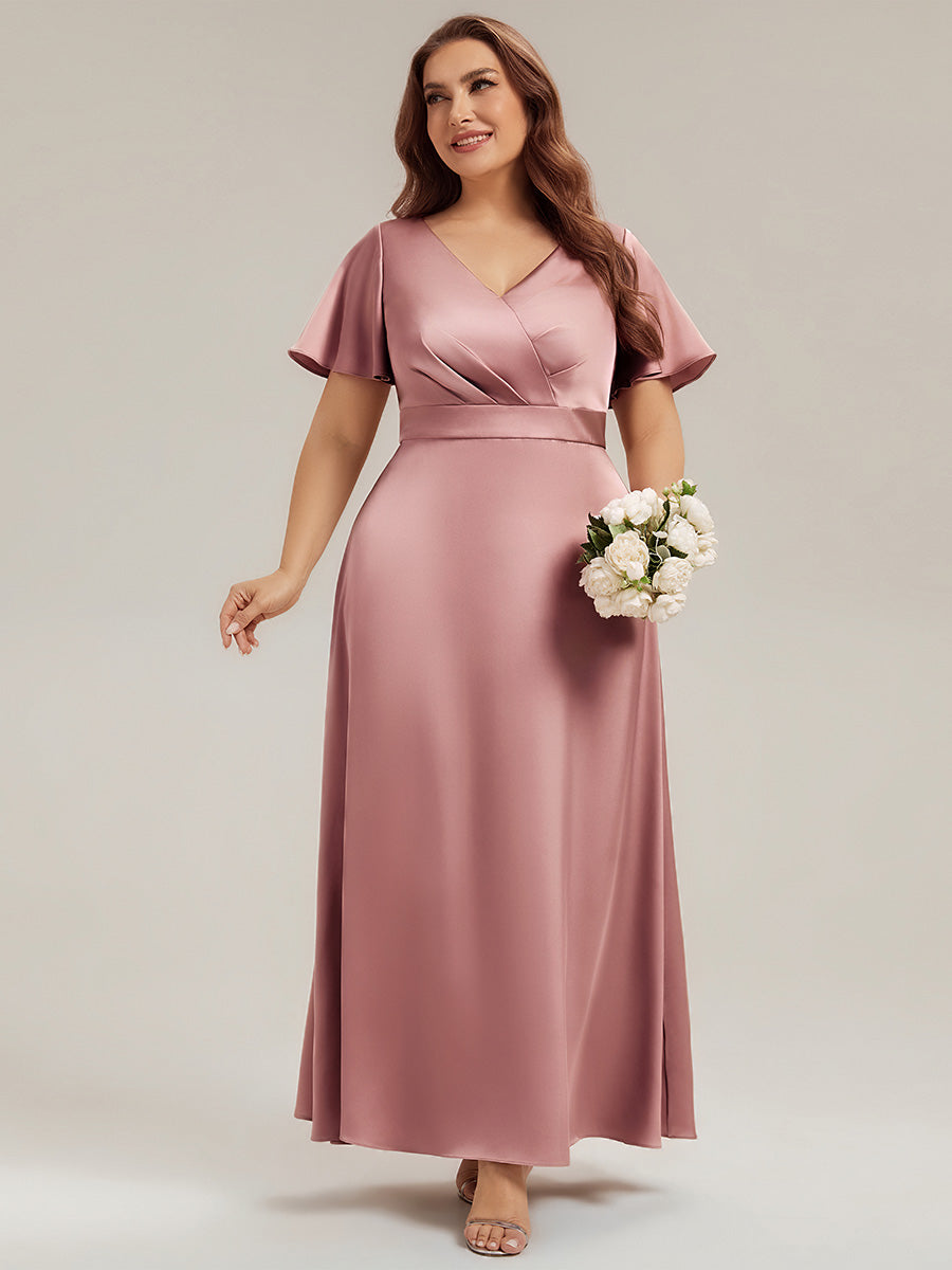 Color=Purple Orchid | Factory Design Short Sleeve Ruffle V-Neck A-Line Maxi Dress with Back Zipper Bridesmaid Dresses-Purple Orchid 10