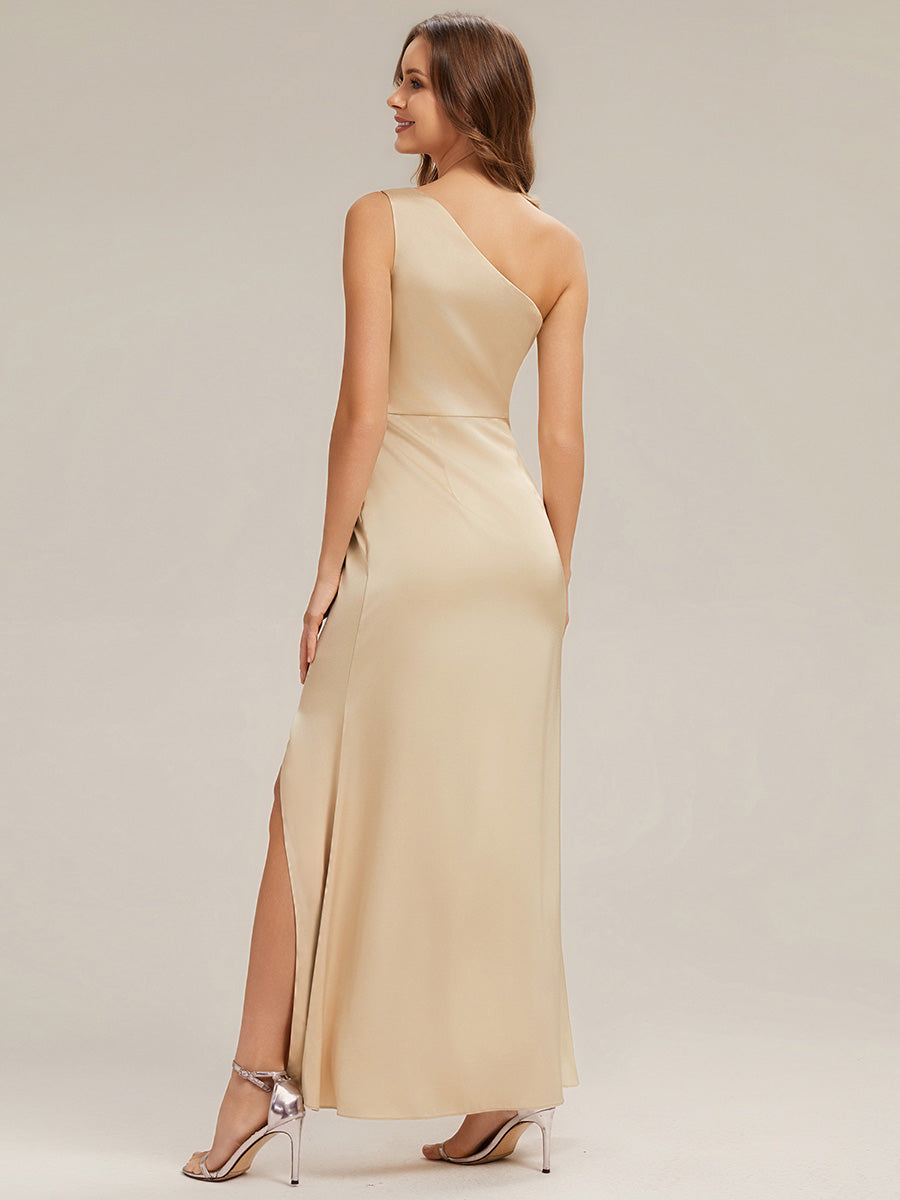 Color=Champagne | Bulk Order Strapless One Shoulder Sheath Non-Stretch Floor Length Bridesmaid Dresses-Champagne 7