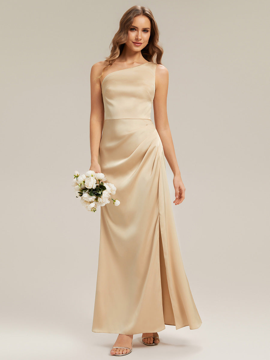 Color=Champagne | Bulk Order Strapless One Shoulder Sheath Non-Stretch Floor Length Bridesmaid Dresses-Champagne 10