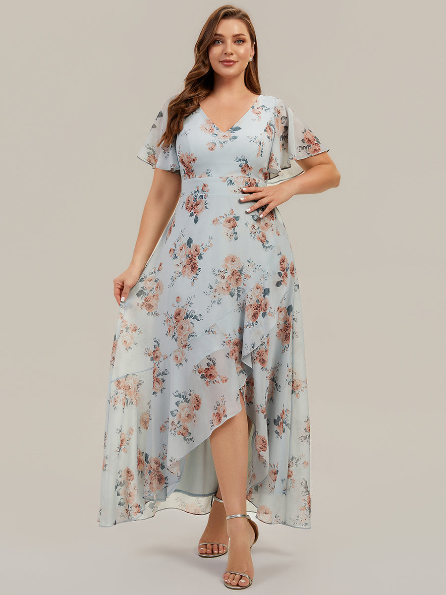 Color=Amber Bloom | B2B-Exclusive Short Sleeve Ruffled Deep V-Neck Asymmetrical High-Low Bridesmaid Dresses-Amber Bloom 10