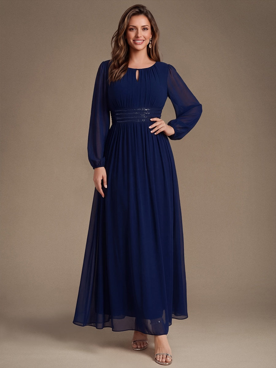 ES02863NB | Sequin Chiffon Puff Sleeve Bridesmaid Dress