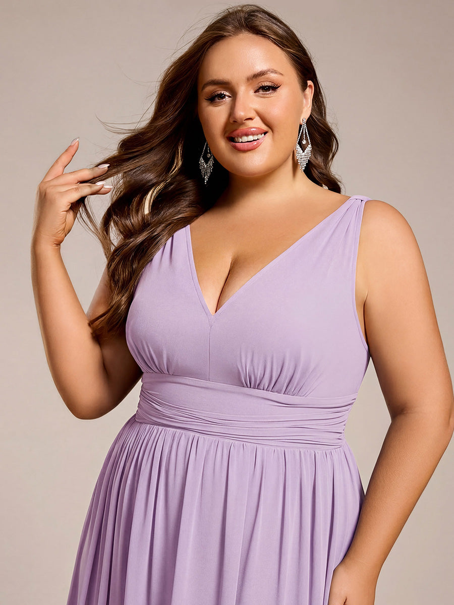 Color=Frosted Lilac | Wholesale Pricing Sleeveless Deep V-Neck Non-Stretch A-Line Floor Length Bridesmaid Dresses-Frosted Lilac 11