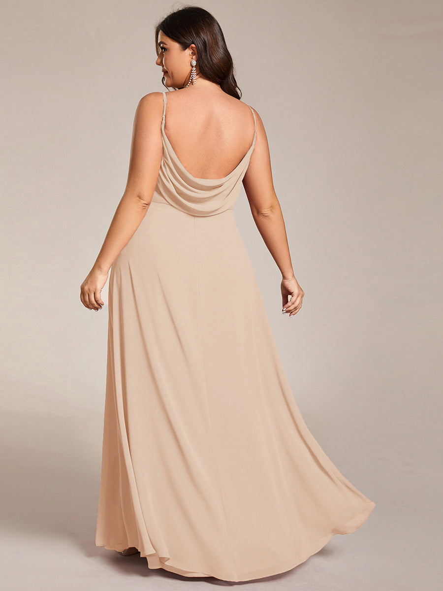 Color=Blush | Bulk Order Sleeveless V-Neck Pleated Backless A-Line Floor Length Bridesmaid Dresses-Blush 7