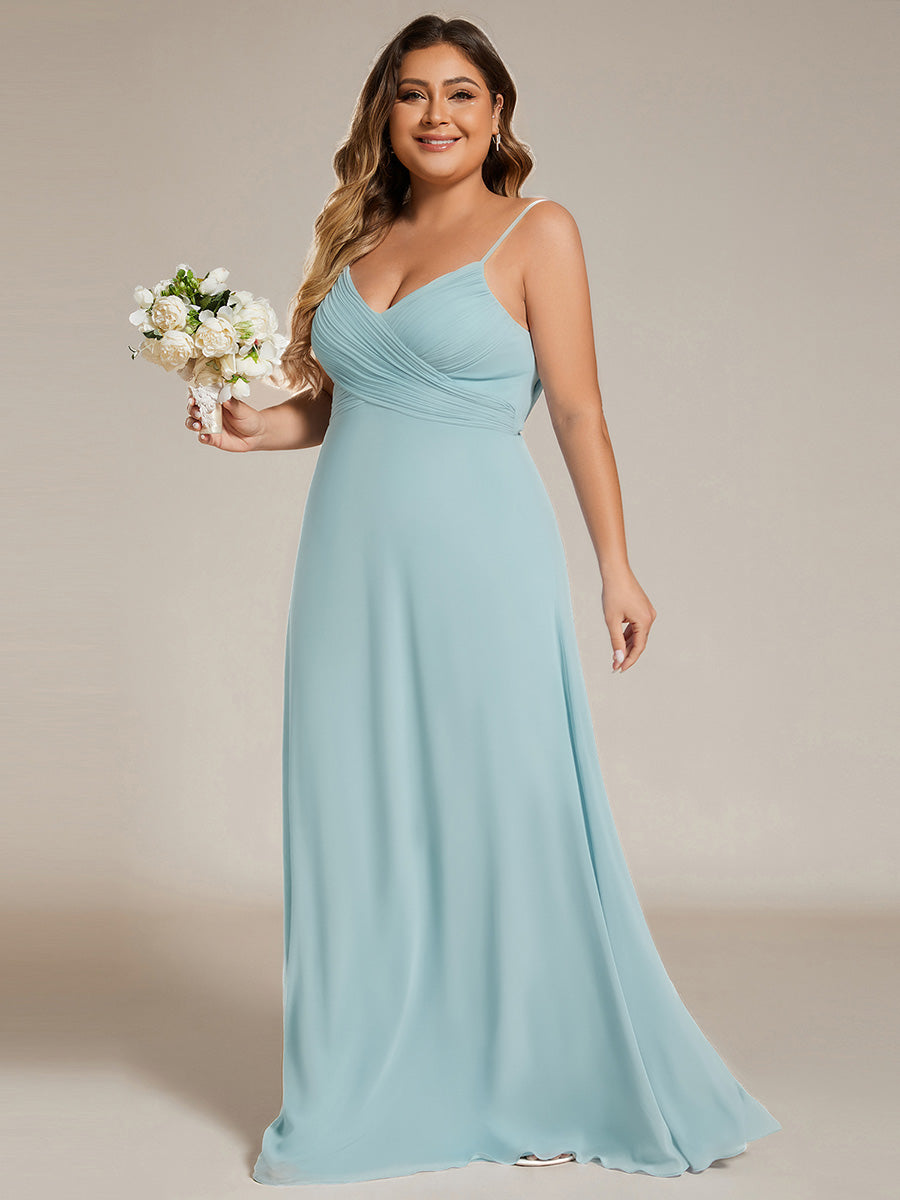 Color=Sky Blue | B2B-Exclusive Sleeveless V-Neck Pleated Backless A-Line Floor Length Bridesmaid Dresses-Sky Blue 4