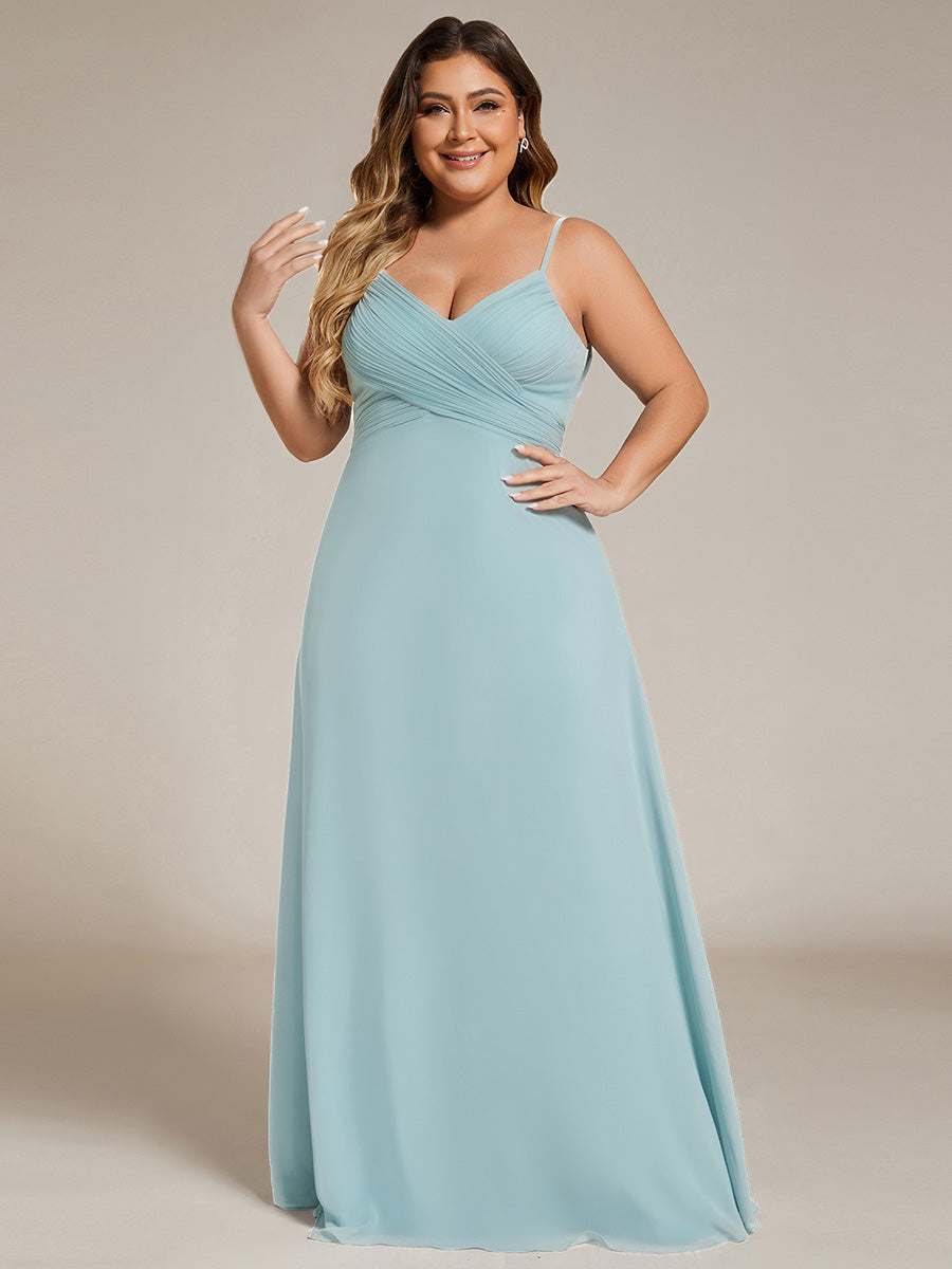 Color=Sky Blue | B2B-Exclusive Sleeveless V-Neck Pleated Backless A-Line Floor Length Bridesmaid Dresses-Sky Blue 5