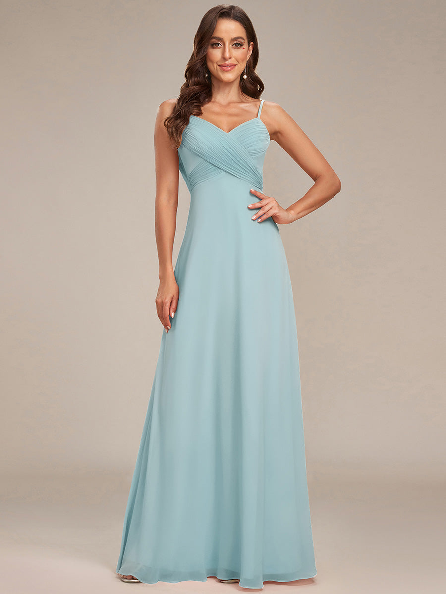 Color=Sky Blue | B2B-Exclusive Sleeveless V-Neck Pleated Backless A-Line Floor Length Bridesmaid Dresses-Sky Blue 1