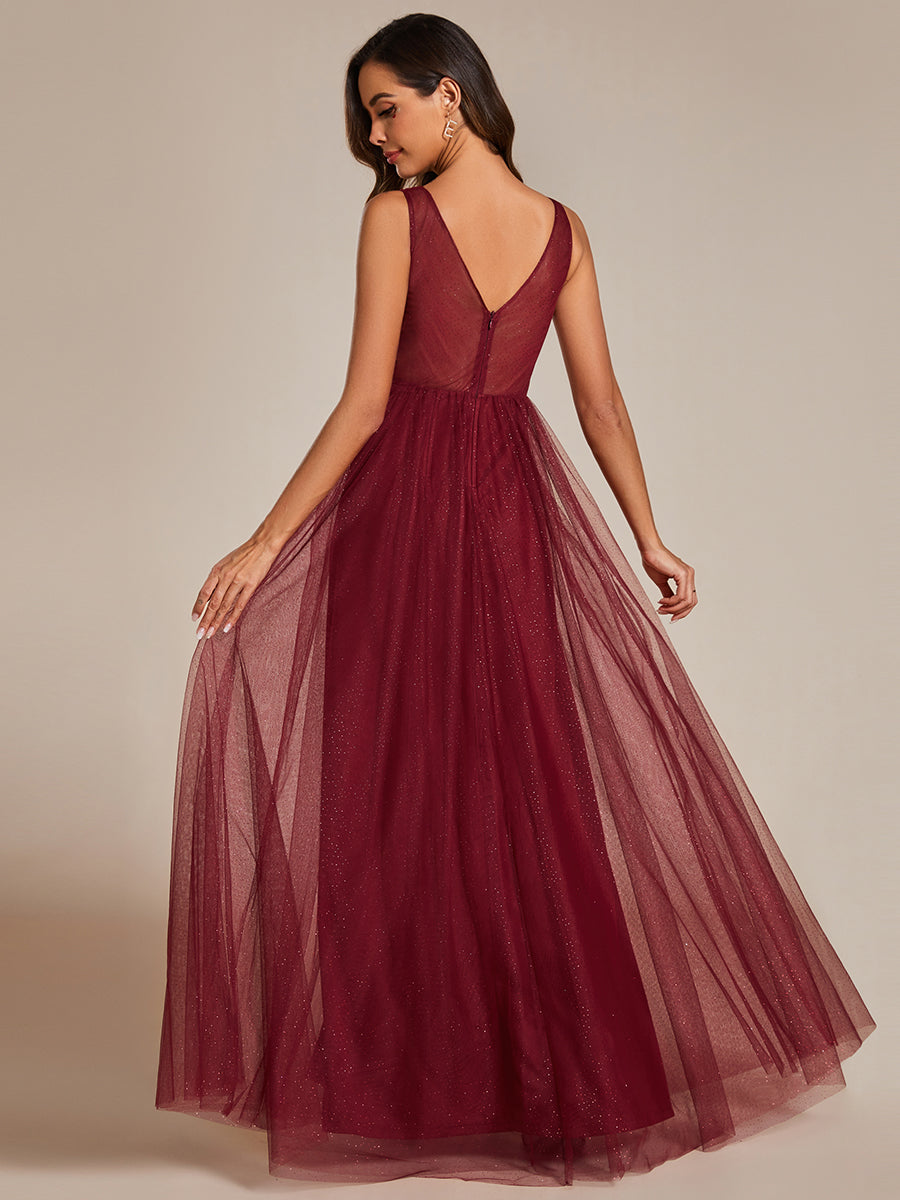 Color=Burgundy | Maxi Spaghetti Strap Sequin Hollow Wholesale Bridesmaid Dress-Burgundy 4