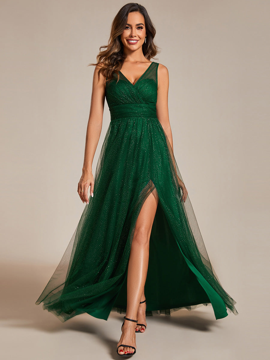 Color=Dark Green | Maxi Spaghetti Strap Sequin Hollow Wholesale Bridesmaid Dress-Dark Green 10