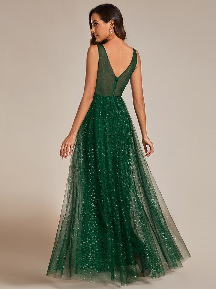 Color=Dark Green | Maxi Spaghetti Strap Sequin Hollow Wholesale Bridesmaid Dress-Dark Green 11