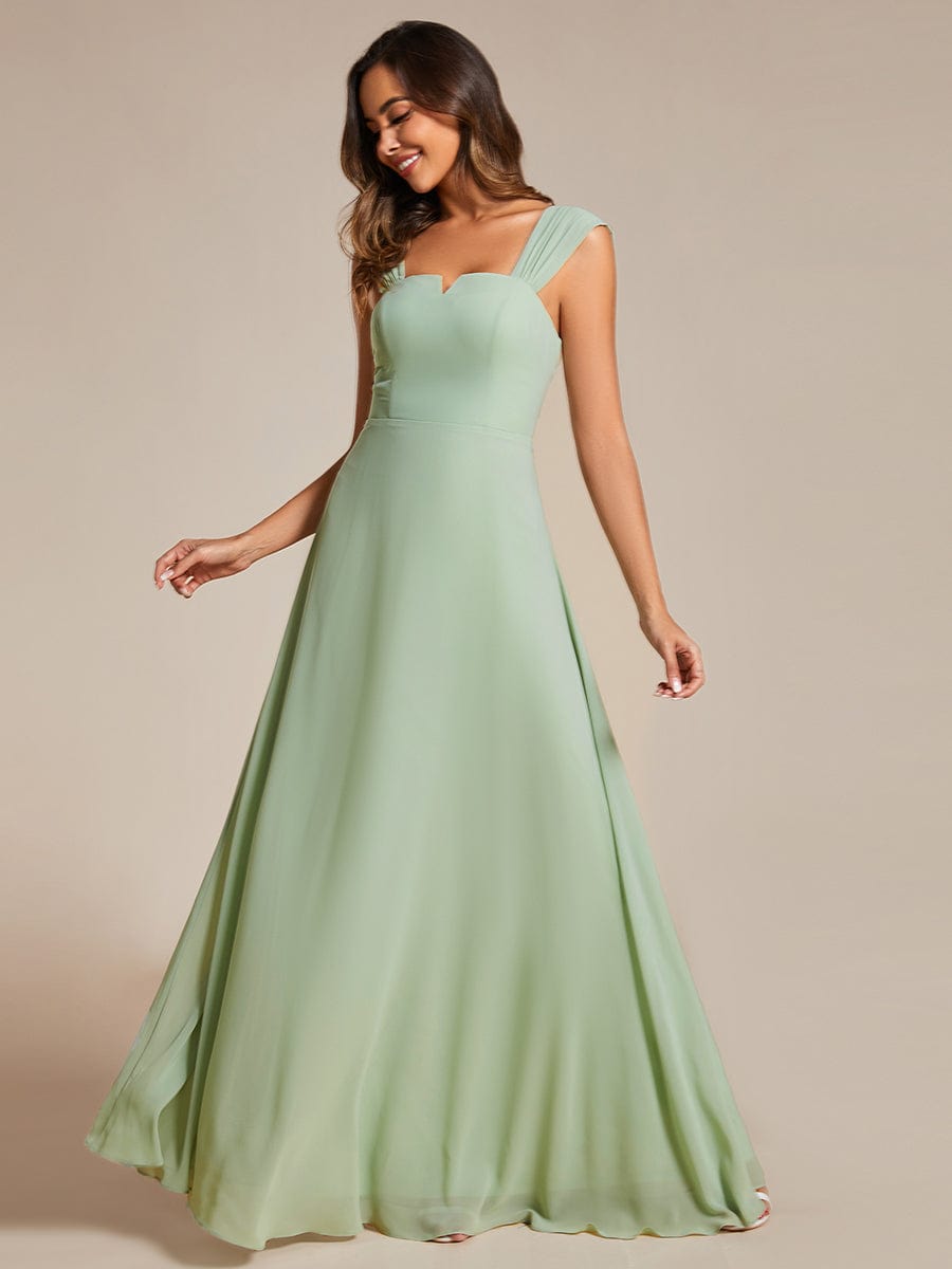 Chiffon Square Neck Wholesale Bridesmaid Dress With Sleeveless #color_Mint Green