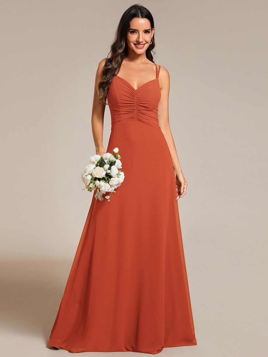 Elegant V Neck Spaghetti Straps Bridesmaids Dress Ruched Empire Waist Elegant V Neck Spaghetti Straps Bridesmaids Dress Ruched Empire Waist
