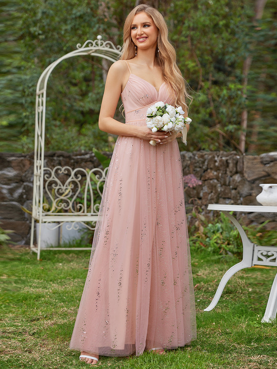 Tulle V Neck Spaghetti Strap Bodice Sequin Wholesale Bridesmaid Dress Tulle V Neck Spaghetti Strap Bodice Sequin Wholesale Bridesmaid Dress