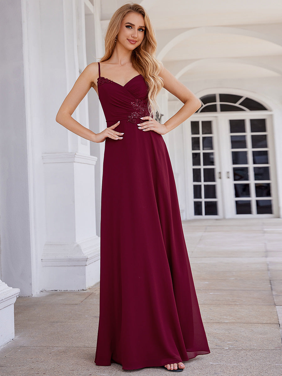 Elegant Bridesmaid Dresses Sleeveless A-Line Cross Back Chiffon Dresse