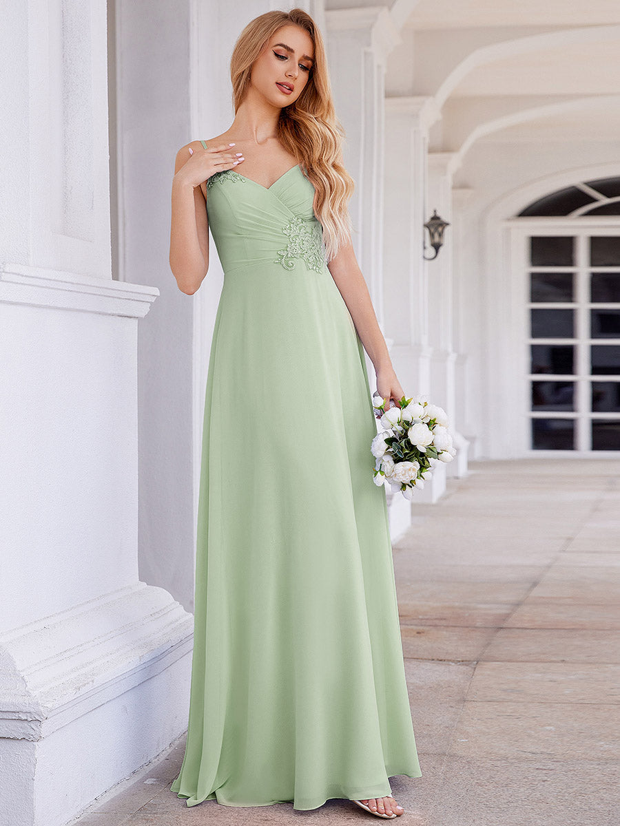 Color=Mint Green | Elegant Bridesmaid Dresses Sleeveless A-Line Cross Back Chiffon Dresses with Embroidery Decoration-Mint Green 19