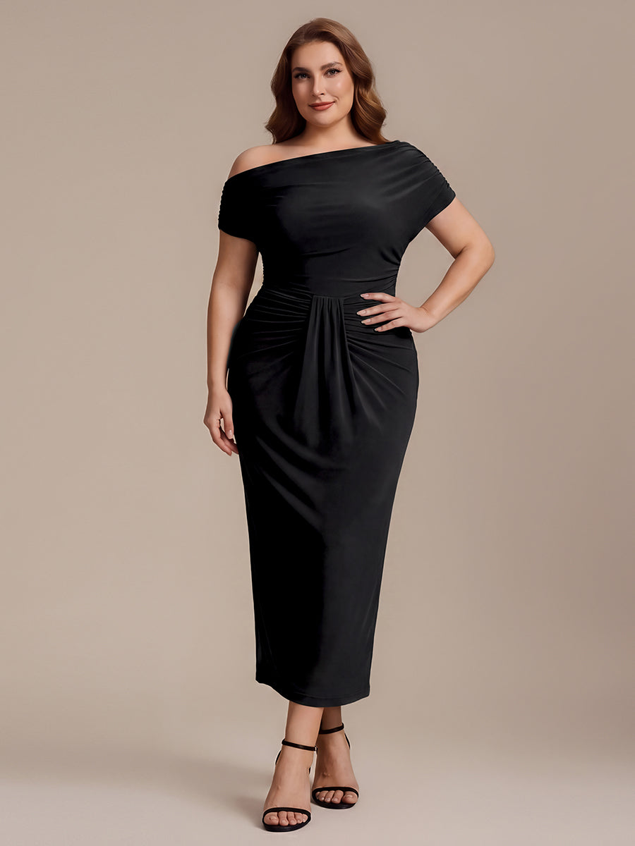 Color=Black | Wholesale Pricing Short Sleeve Off-Shoulder High Stretch A-Line Evening Tops-Black 6