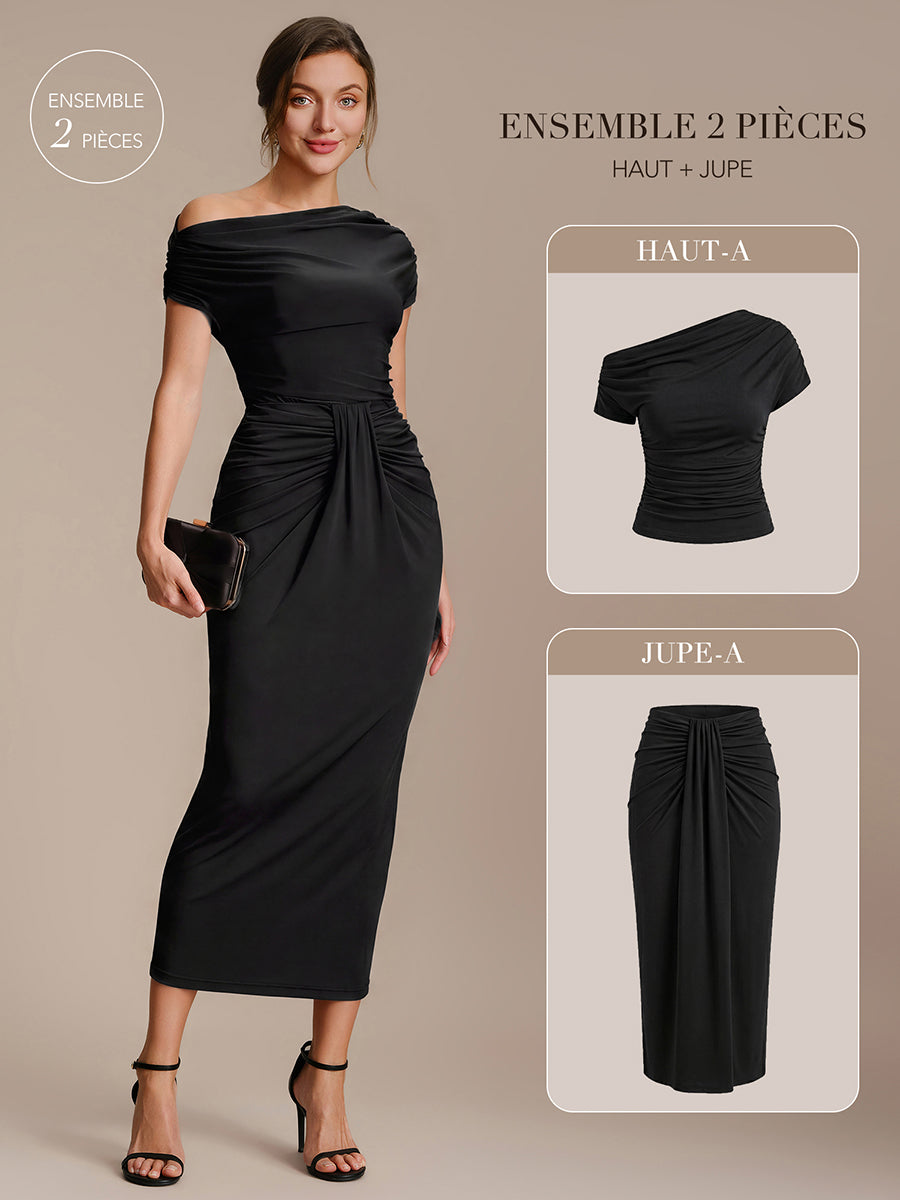 Wholesale Pricing Short Sleeve Off-Shoulder High Stretch A-Line Evening Tops