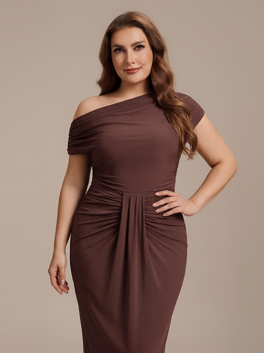 Color=Chocolate Brown | Wholesale Pricing Short Sleeve Off-Shoulder High Stretch A-Line Evening Tops-Chocolate Brown 18