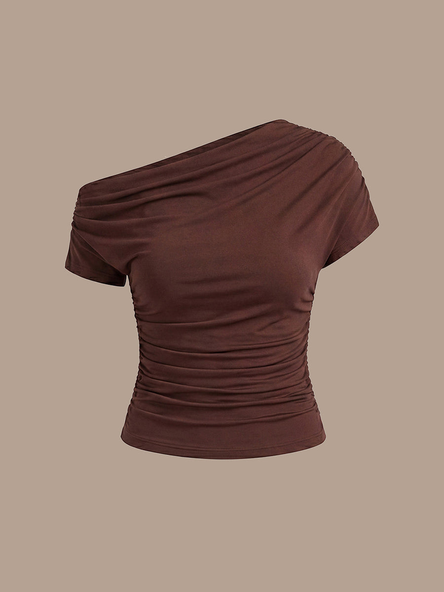 Wholesale Pricing Short Sleeve Off-Shoulder High Stretch A-Line Evening Tops