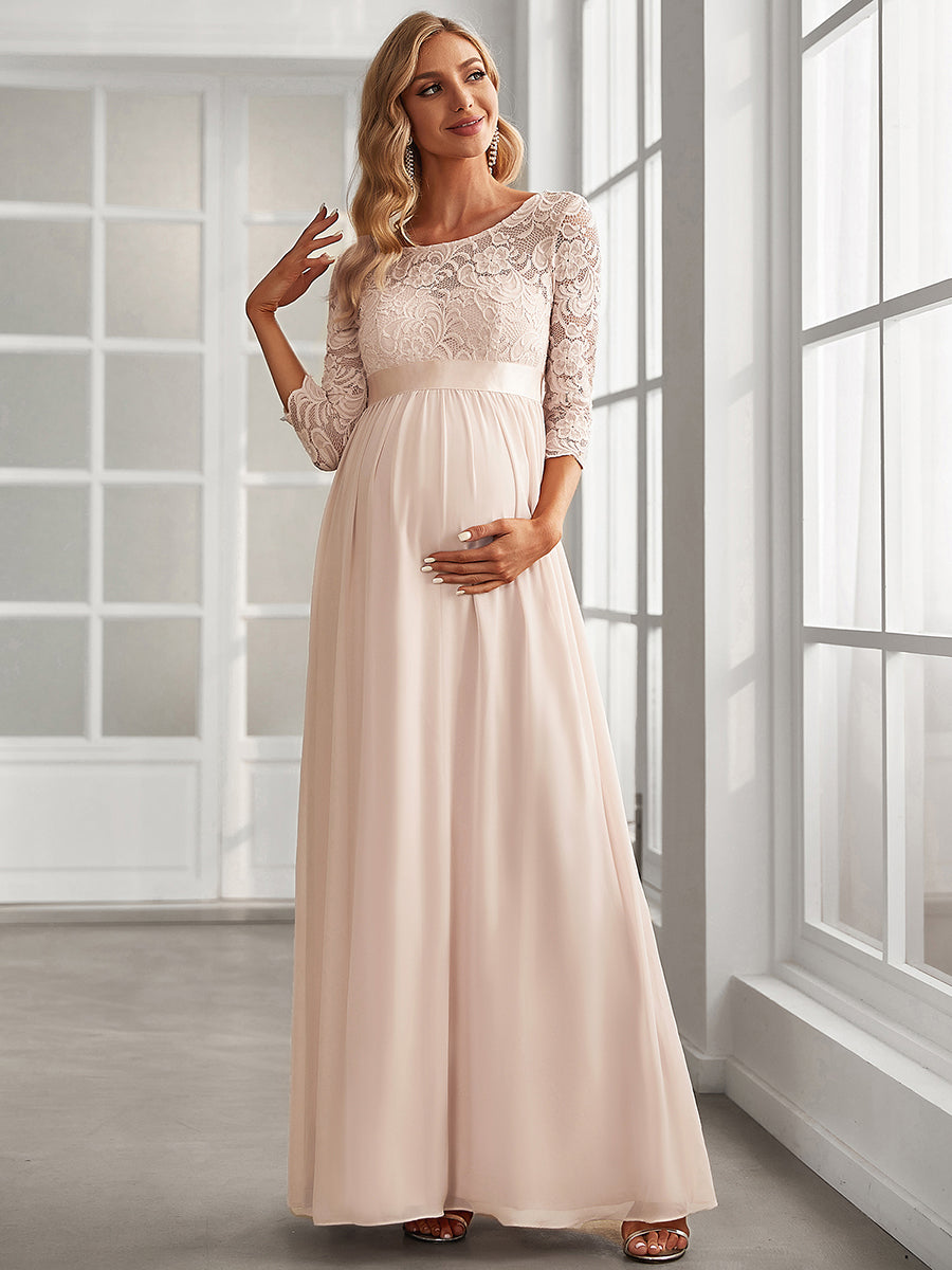 Color=Blush | Simple and Elegant Maternity Dress with A-line silhouette-Blush 1