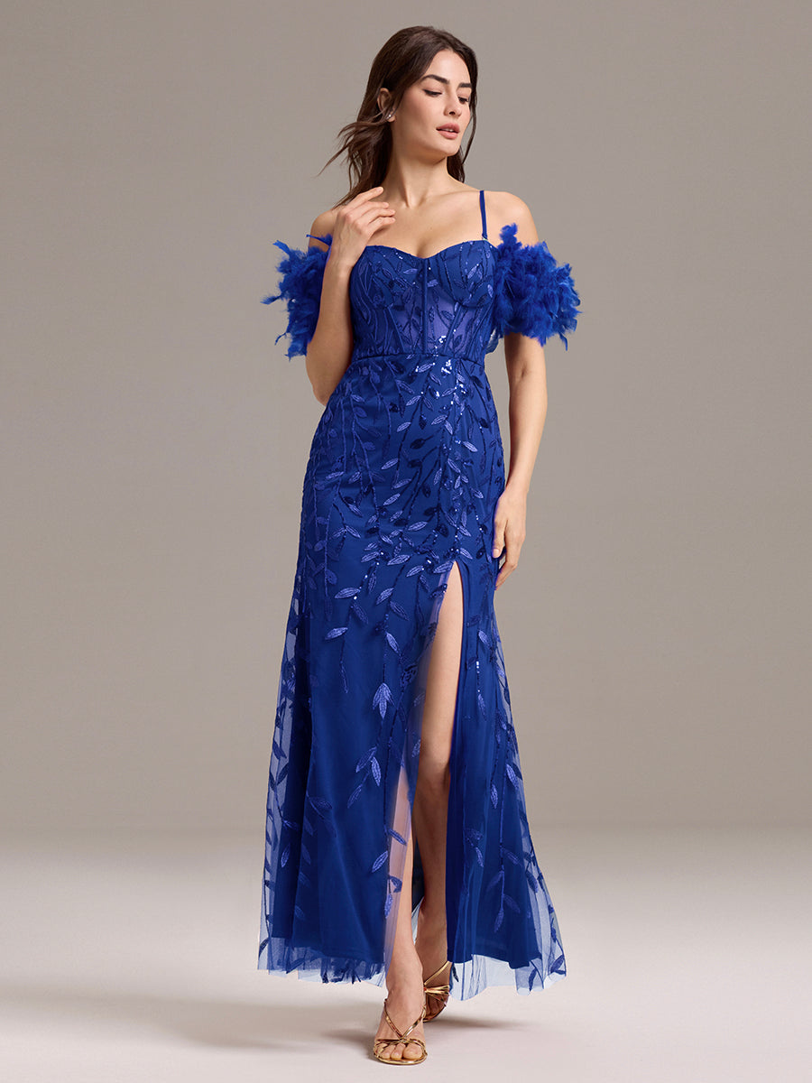 Color=Sapphire Blue | Custom Made Strapless Floor Length Mermaid Dress with Slit & Square Neck Evening Dresses-Sapphire Blue 19