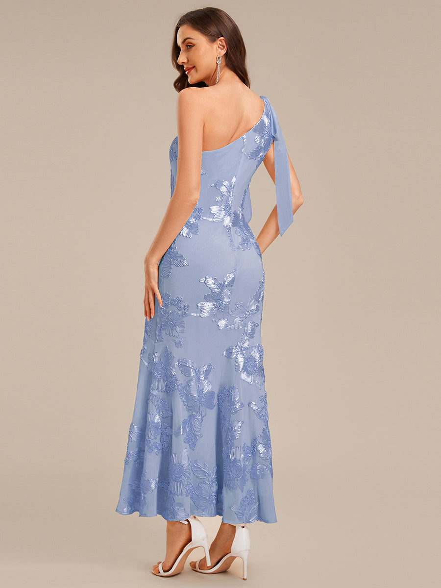 Color=Ice Blue | Custom Solutions Strapless Asymmetrical Fishtail Maxi Dress with Flowing Ribbons Evening Dresses-Ice Blue 8