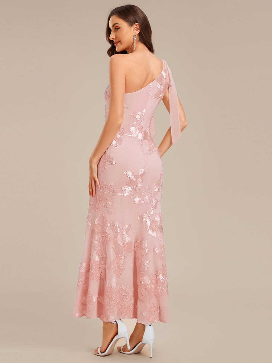 Color=Pink | Custom Solutions Strapless Asymmetrical Fishtail Maxi Dress with Flowing Ribbons Evening Dresses-Pink 11