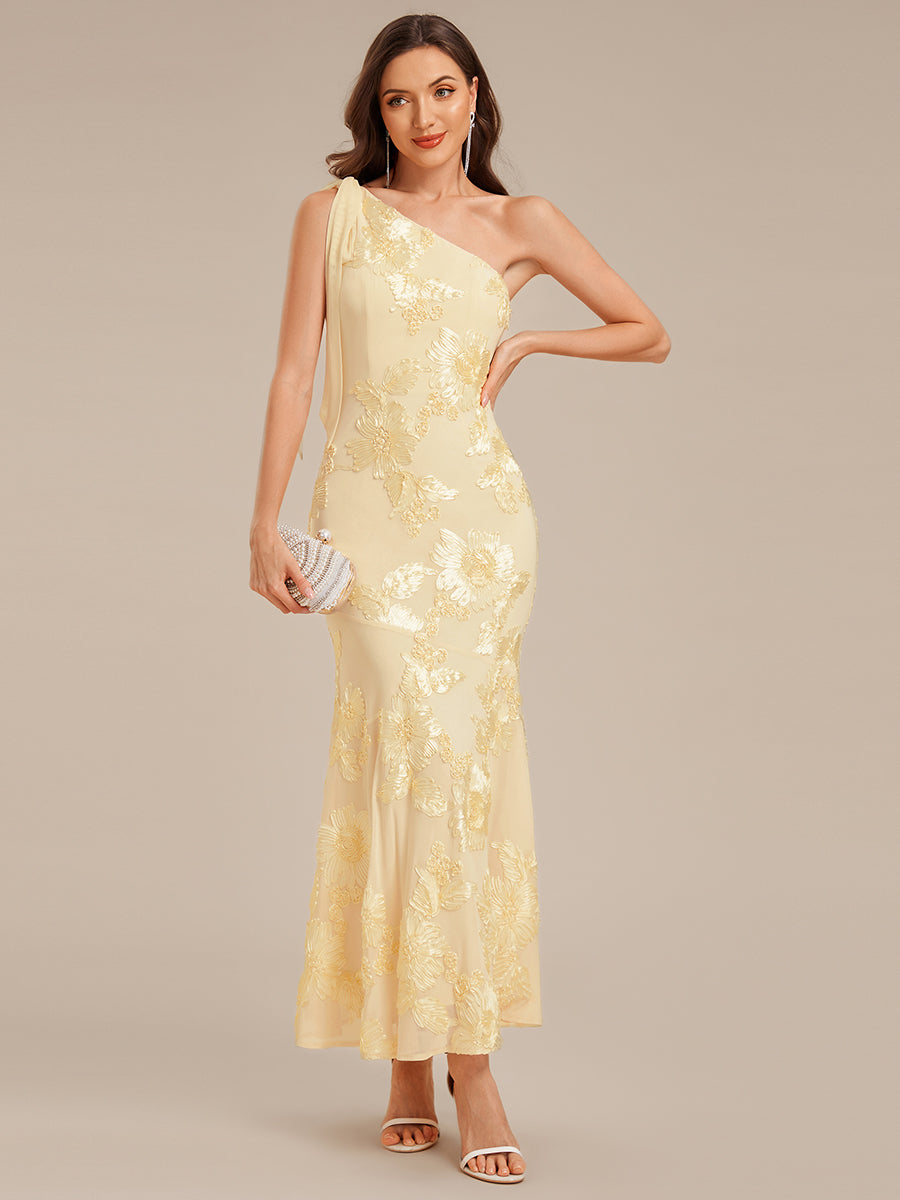 Color=Yellow | Custom Solutions Strapless Asymmetrical Fishtail Maxi Dress with Flowing Ribbons Evening Dresses-Yellow 13