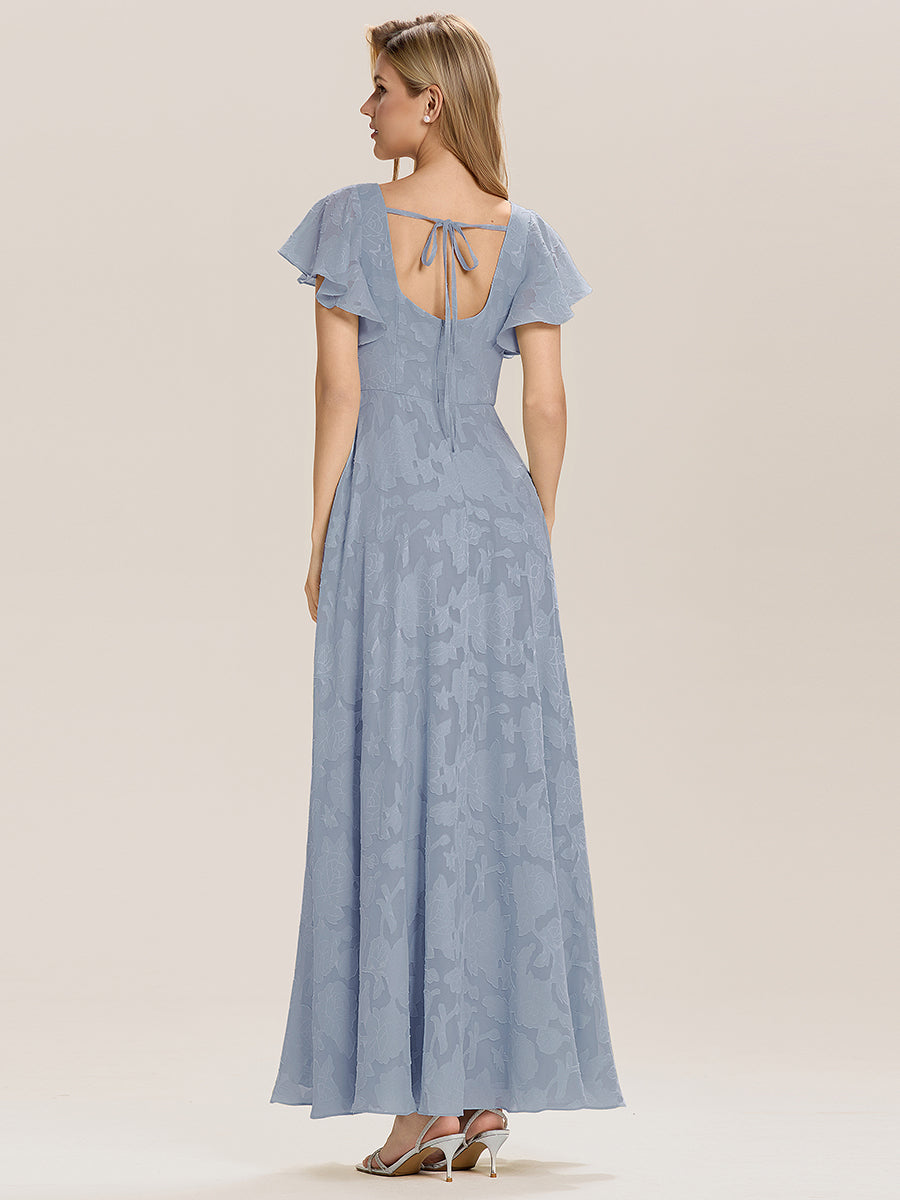 Color=Light Blue | Short Sleeve Ruffle Tie-Front Backless A-Line Floor Length Evening Dresses-Light Blue 8