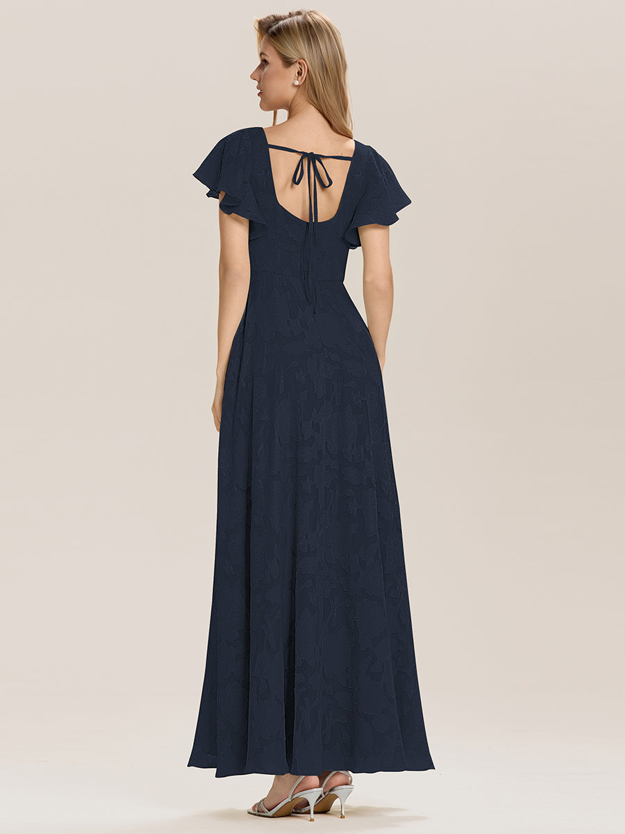 Color=Navy Blue | Short Sleeve Ruffle Tie-Front Backless A-Line Floor Length Evening Dresses-Navy Blue 15