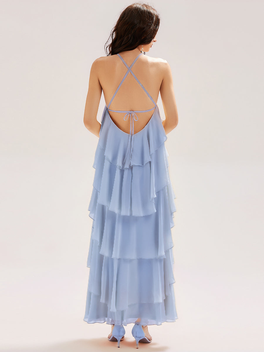 Color=Ice Blue | Custom Solutions Sleeveless Halter Neck Backless Tiered Floor Length Evening Dresses-Ice Blue 8