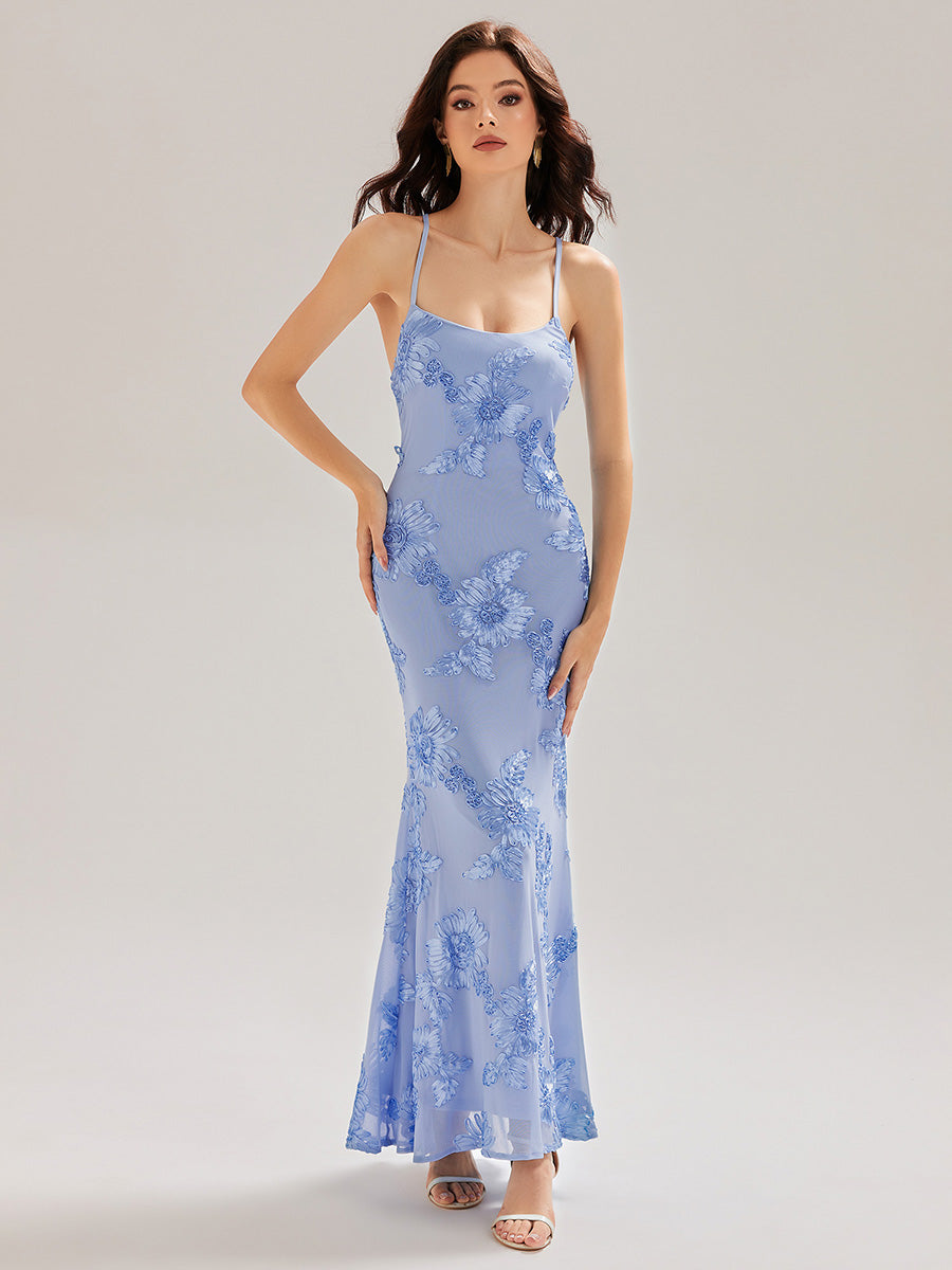 Color=Ice Blue | Custom Solutions Adjustable Spaghetti Strap Backless Fishtail Maxi Evening Dresses-Ice Blue 10