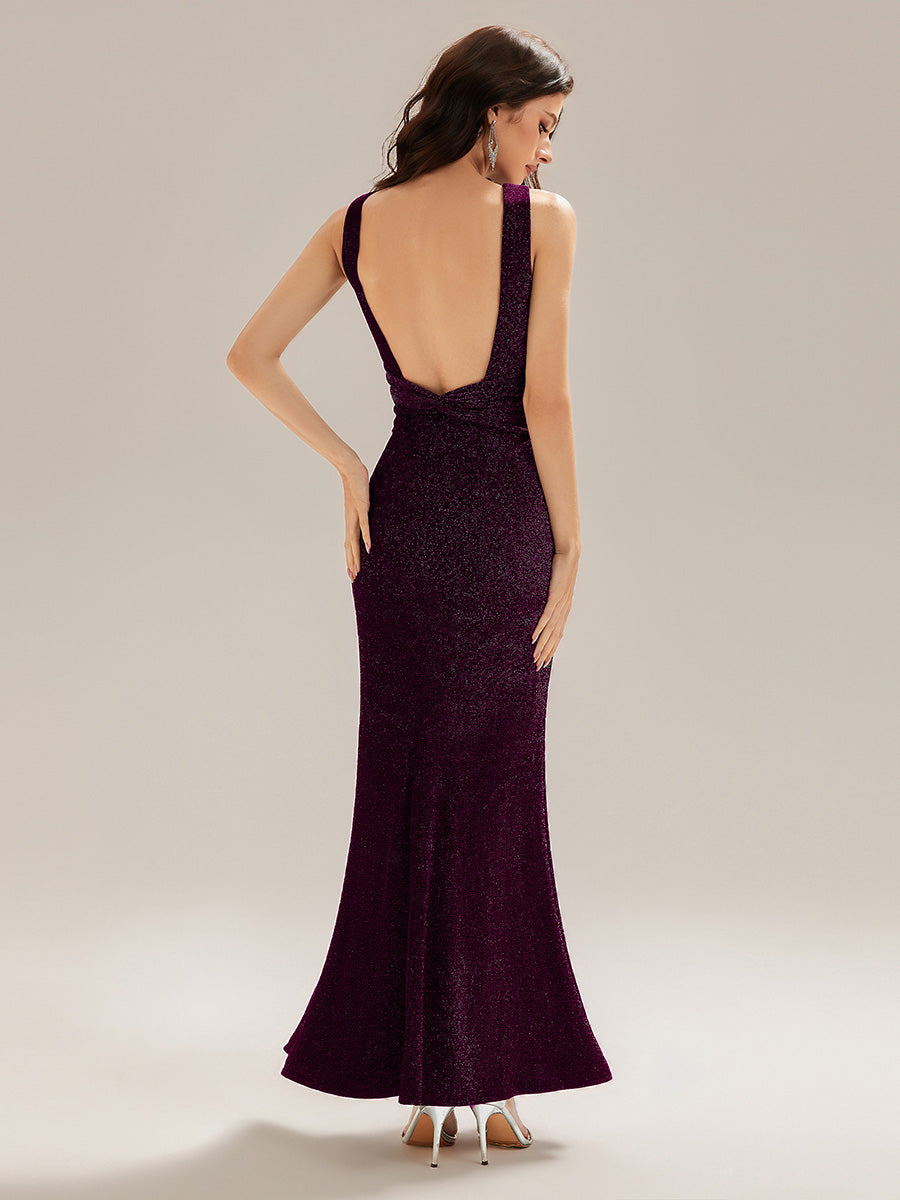 Color=Dark Purple | Custom Made Strapless High Stretch Fishtail Backless Round Neck Evening Dresses-Dark Purple 13