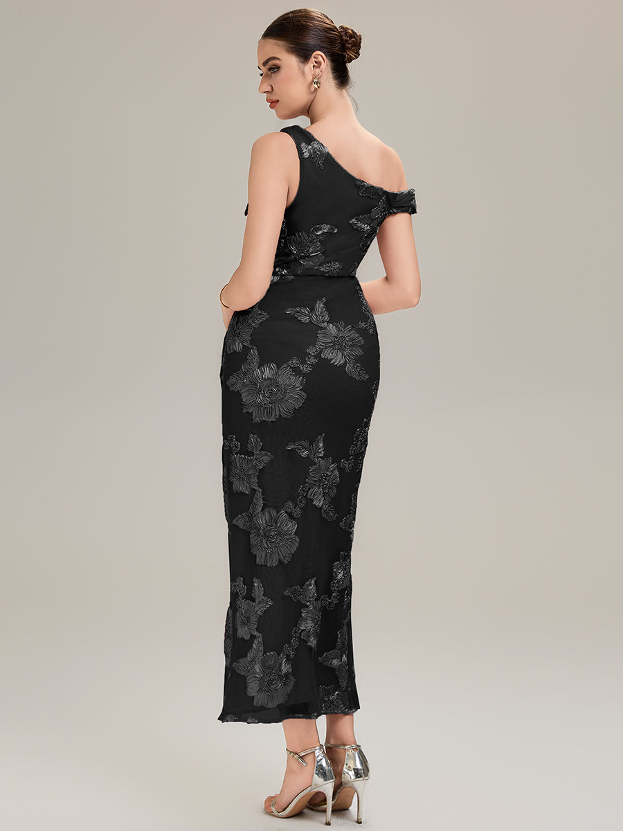 Color=Black | Custom Solutions Strapless Sleeveless Fishtail Maxi Dress with Tie-Front Evening Dresses-Black 5