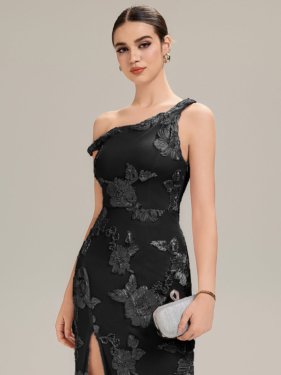 Color=Black | Custom Solutions Strapless Sleeveless Fishtail Maxi Dress with Tie-Front Evening Dresses-Black 6