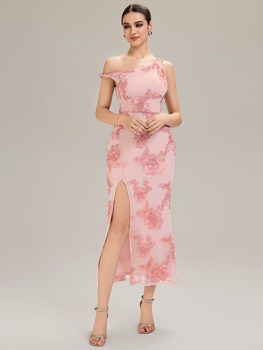 Color=Pink | Custom Solutions Strapless Sleeveless Fishtail Maxi Dress with Tie-Front Evening Dresses-Pink 19