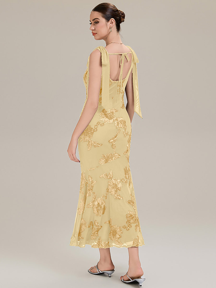 Color=Yellow | Custom Solutions Sleeveless Strapless Fishtail Maxi Dress with Tie-Front Evening Dresses-Yellow 22