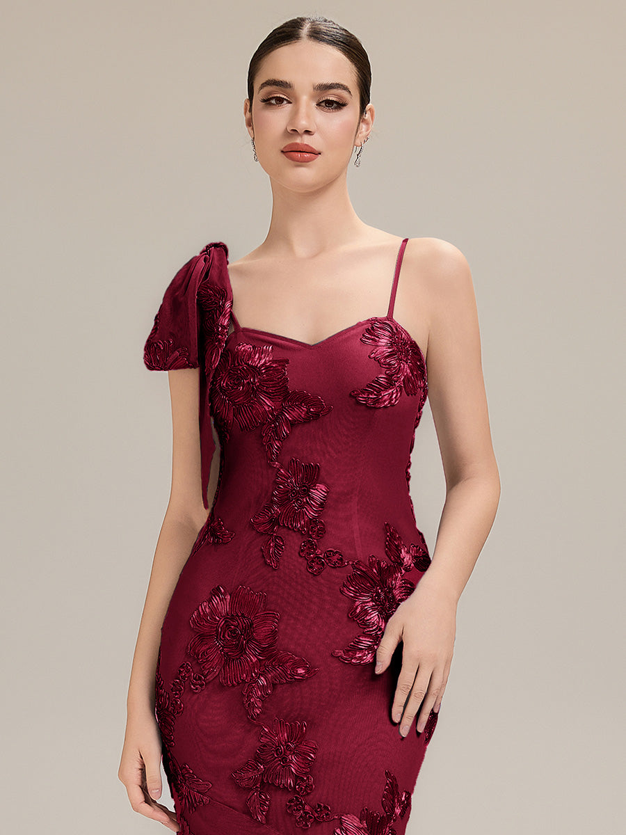 Color=Burgundy | Custom Made Sleeveless Floral Jacquard Cowl Neck Fishtail Floor Length Evening Dresses-Burgundy 3