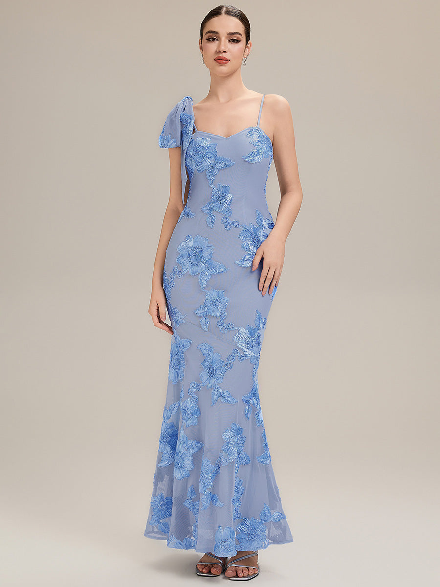 Custom Made Floral Jacquard Cowl Neck Fishtail Evening Dress for Special  Occasions