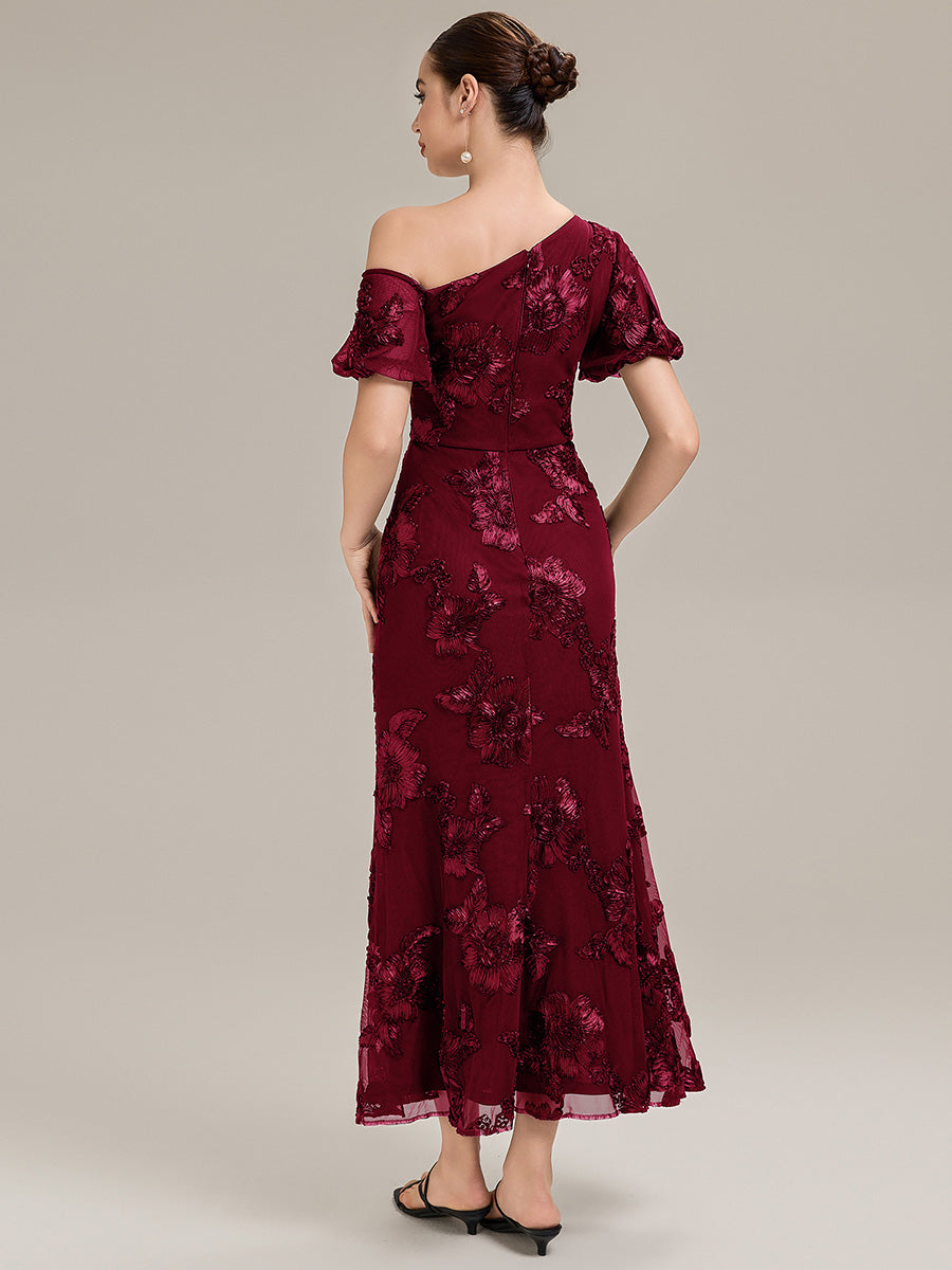 Color=Burgundy | Custom Solutions Strapless Asymmetrical Fishtail High Stretch Maxi Evening Dresses-Burgundy 2