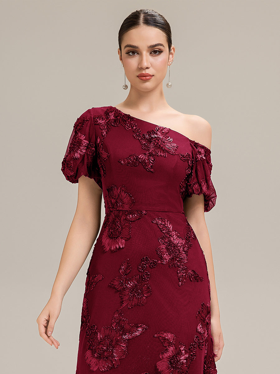 Color=Burgundy | Custom Solutions Strapless Asymmetrical Fishtail High Stretch Maxi Evening Dresses-Burgundy 3