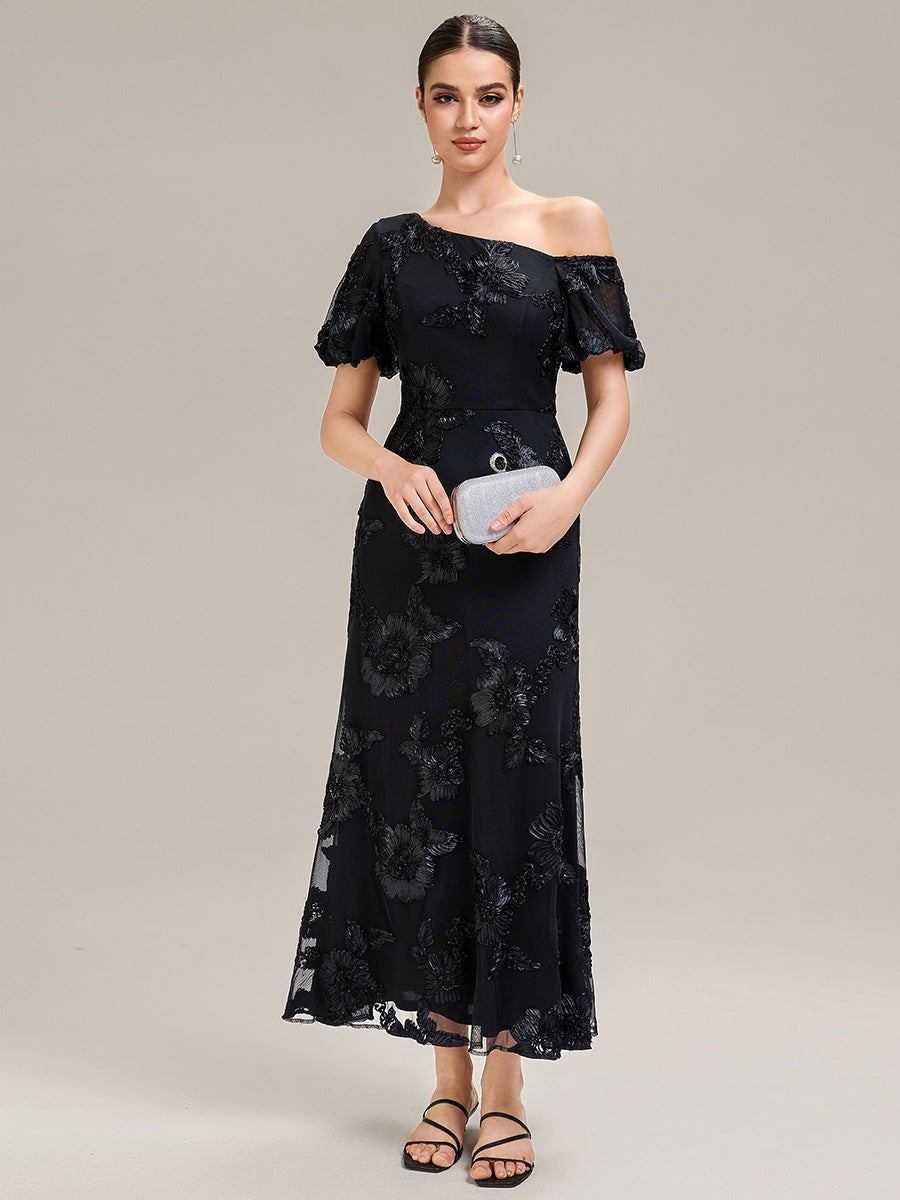Color=Black | Custom Solutions Strapless Asymmetrical Fishtail High Stretch Maxi Evening Dresses-Black 8